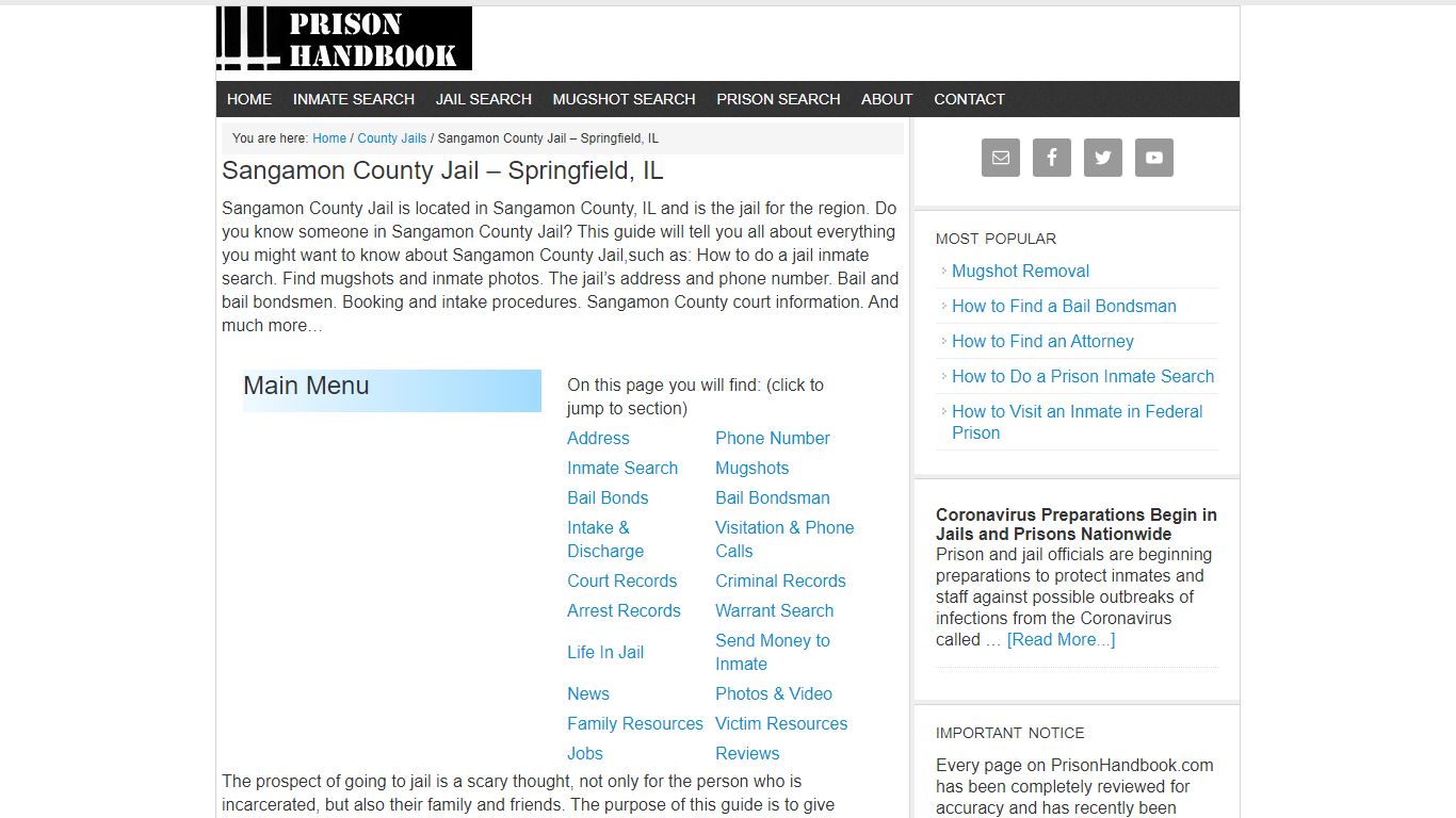 Sangamon County Jail – Springfield, IL - Prison Handbook