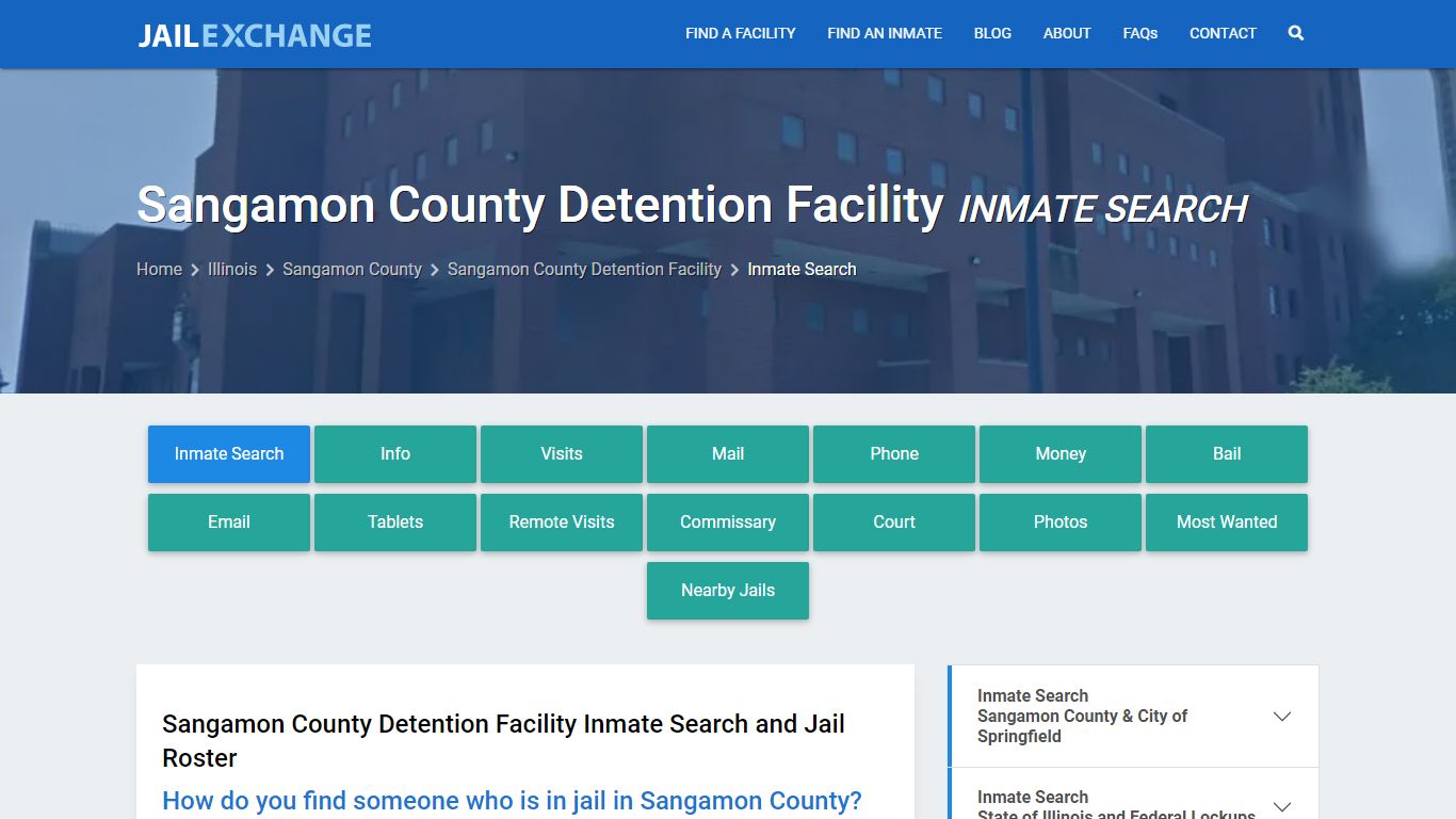 Sangamon County Detention Facility Inmate Search - Jail Exchange